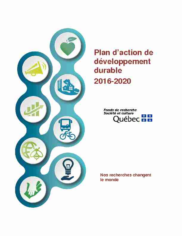 Plan daction de développement durable 2016-2020 - Fonds de