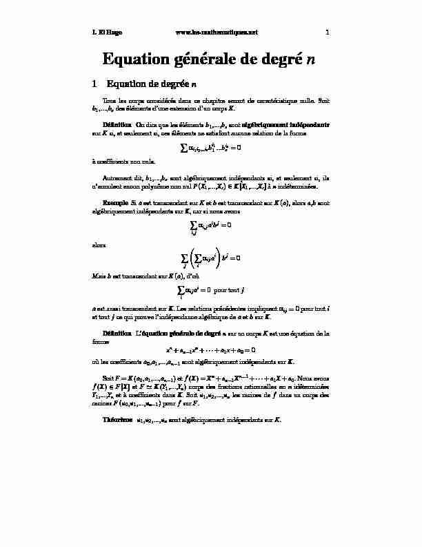 [PDF] Equation générale de degré n