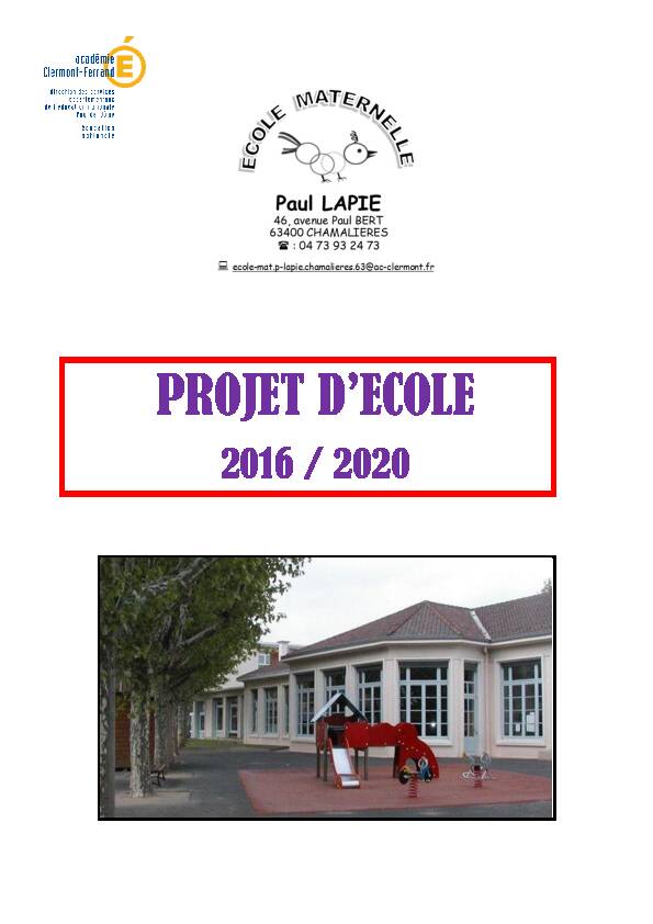 projet décole 2016-2020