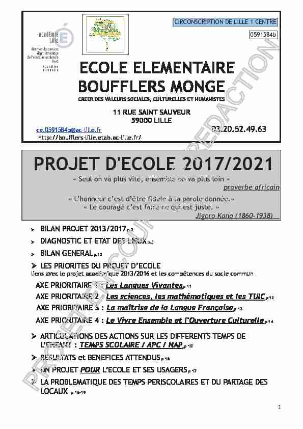[PDF] projet decole 2017/2021 - Ecole Boufflers-Monge (Lille)