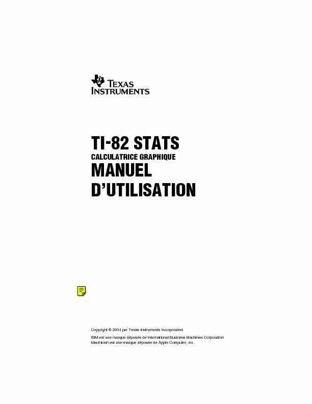 TI-82 STATS MANUEL DUTILISATION