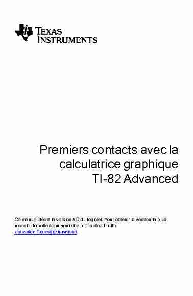 Premiers contacts avec la calculatrice graphique TI-82 Advanced