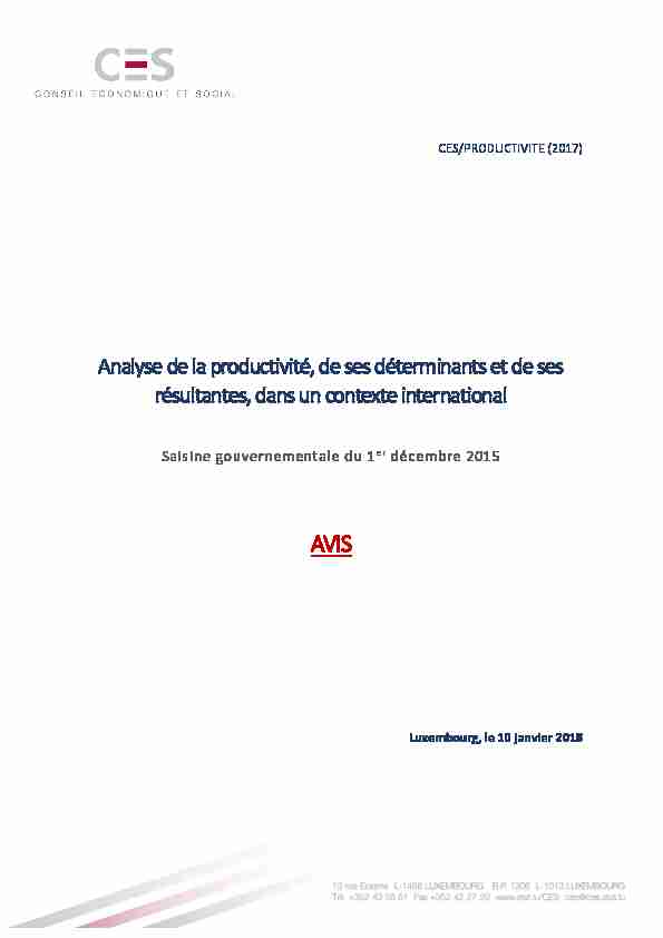 [PDF] Analyse de la productivité de ses déterminants et de ses résultantes