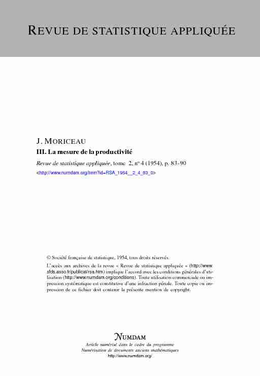 [PDF] III La mesure de la productivité - Numdam