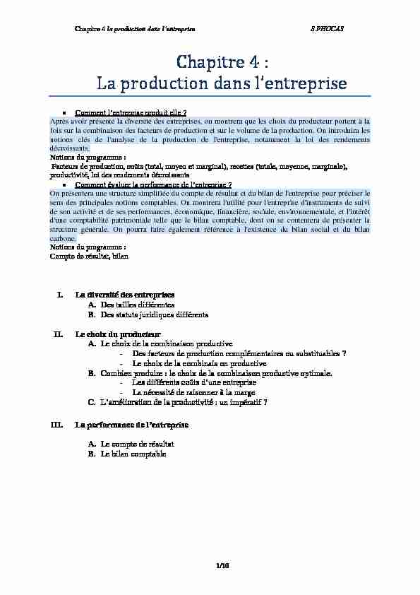 [PDF] Chapitre 4 : La production dans lentreprise - Eloge des SES