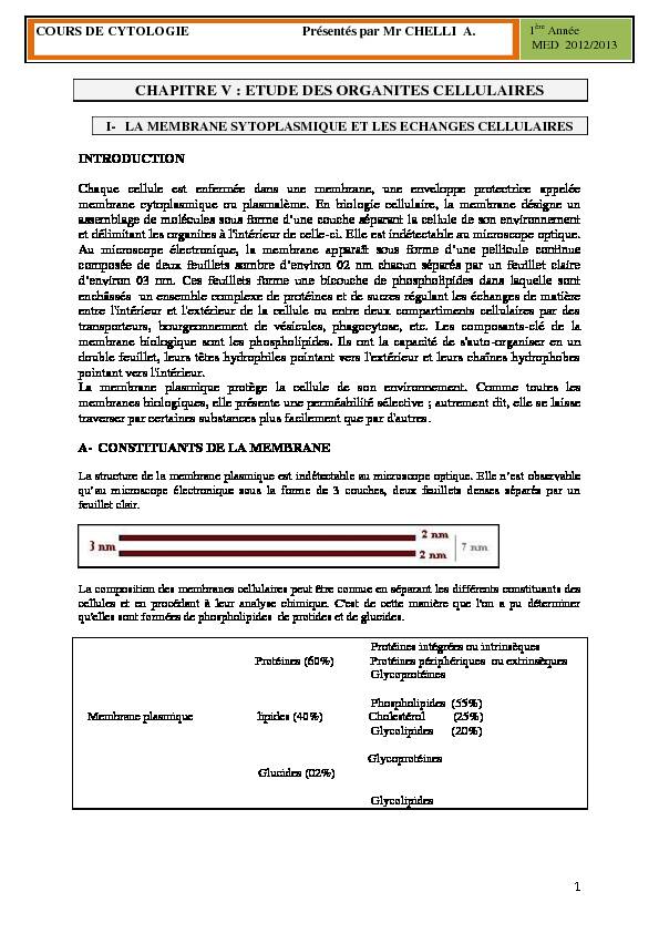 [PDF] CHAPITRE V : ETUDE DES ORGANITES CELLULAIRES