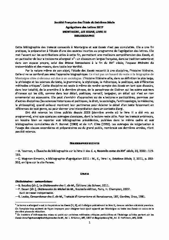[PDF] Bibliographie-Montaigne-2017pdf - SFDES