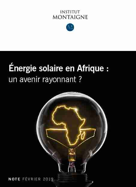 Énergie solaire en Afrique : - un avenir rayonnant