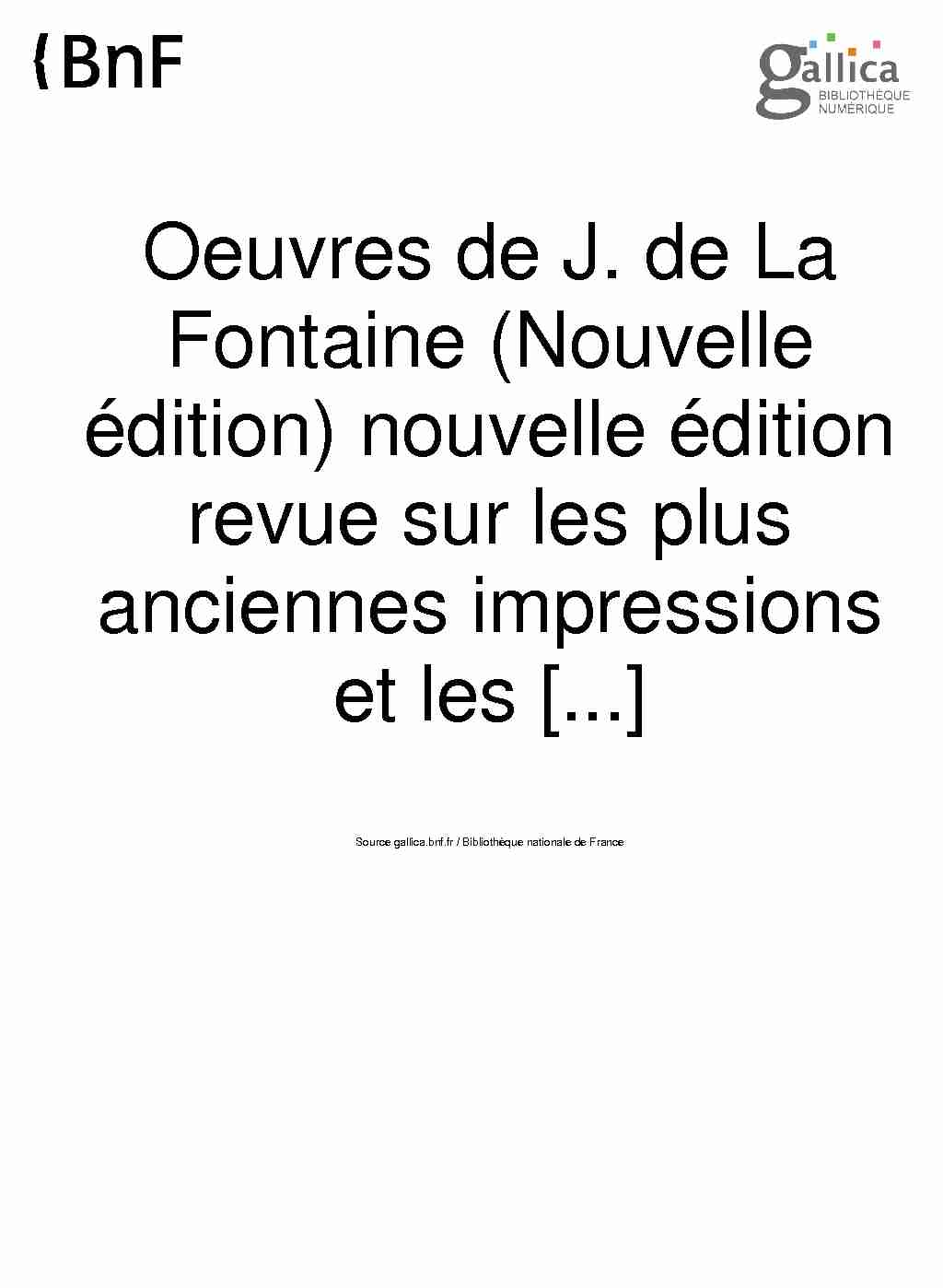 [PDF] Oeuvres de J de La Fontaine (Nouvelle édition) nouvelle édition