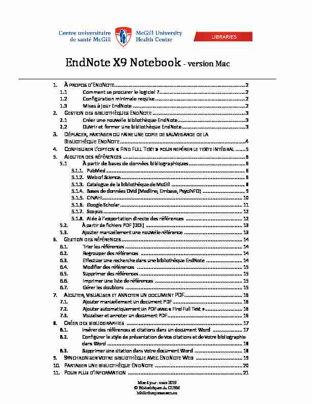[PDF] EndNote X9 Notebook - version Mac - Bibliothèques du CUSM