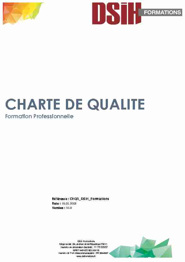 CHARTE DE QUALITE - Formation Professionnelle