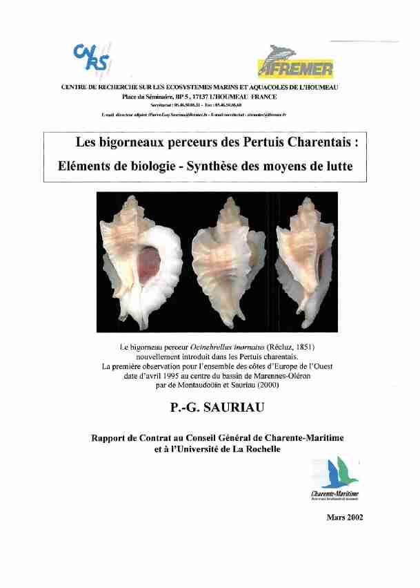 [PDF] Les bigorneaux perceurs des Pertuis Charentais - Archimer
