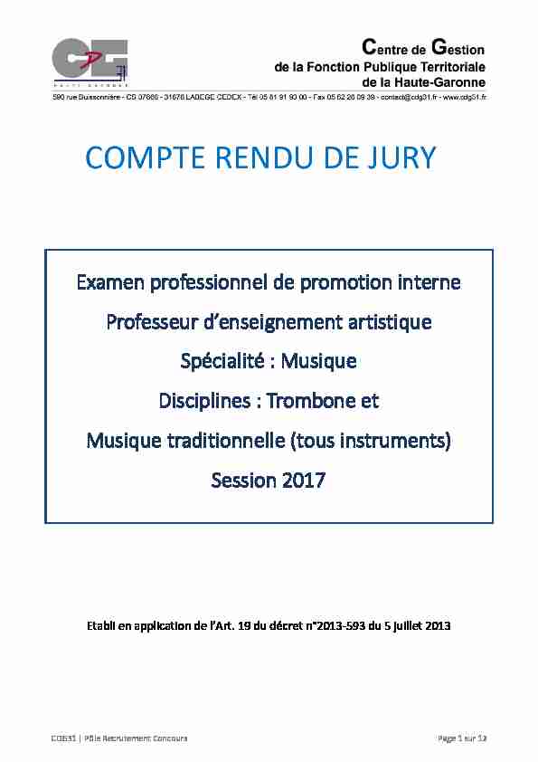 COMPTE RENDU DE JURY