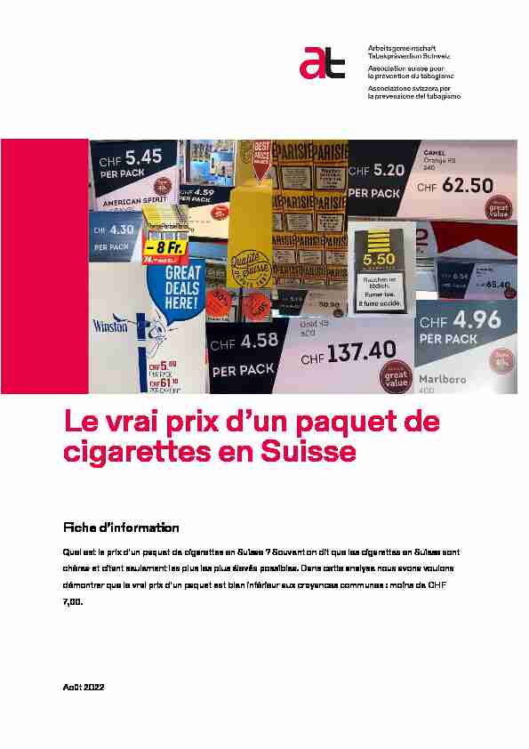 Le vrai prix dun paquet de cigarettes en Suisse