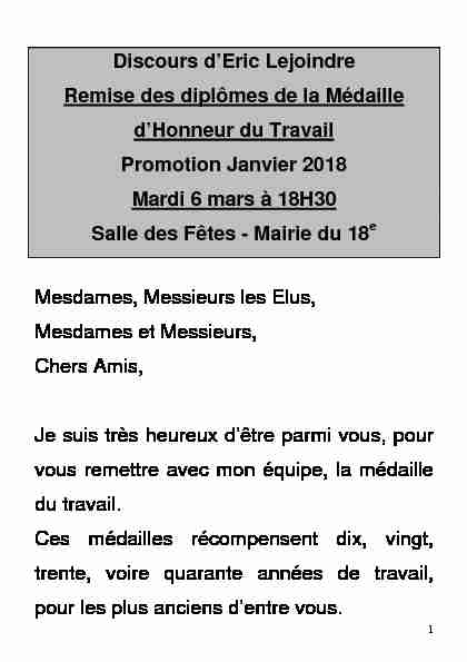 [PDF] Discours EL - Remise médailles dhonneur du travail - 06 03 18