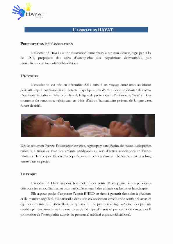[PDF] dossier-presentation-hayatpdf - Association Hayat Ostéopathie