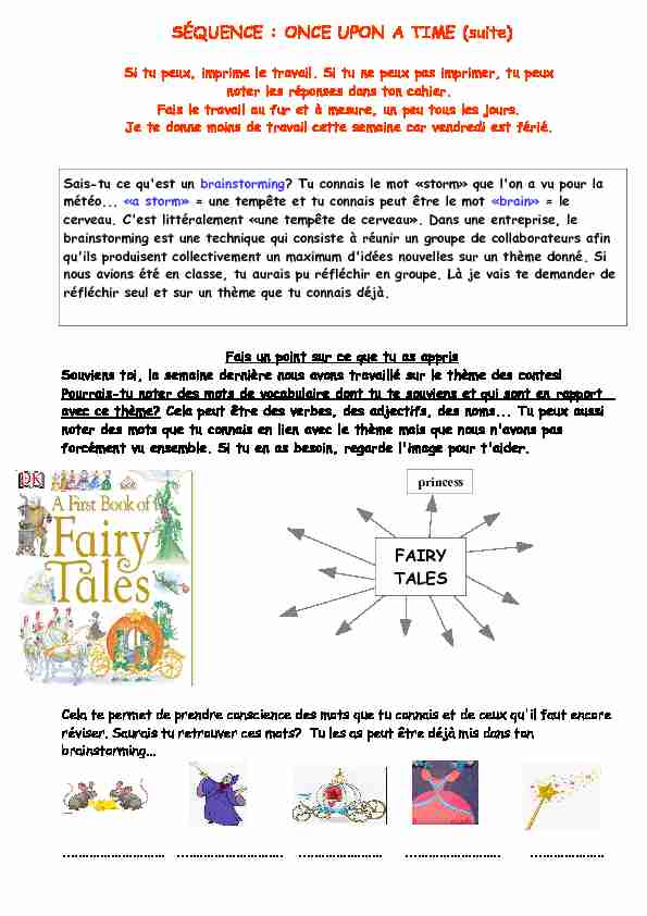 [PDF] SÉQUENCE : ONCE UPON A TIME (suite) FAIRY TALES