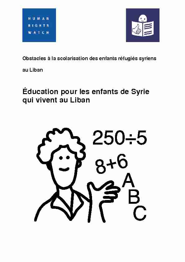 Éducation pour les enfants de Syrie qui vivent au Liban