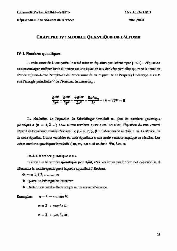 [PDF] CHAPITRE IV : MODELE QUANTIQUE DE LATOME