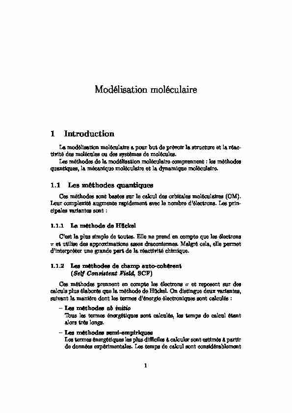 [PDF] Modélisation moléculaire