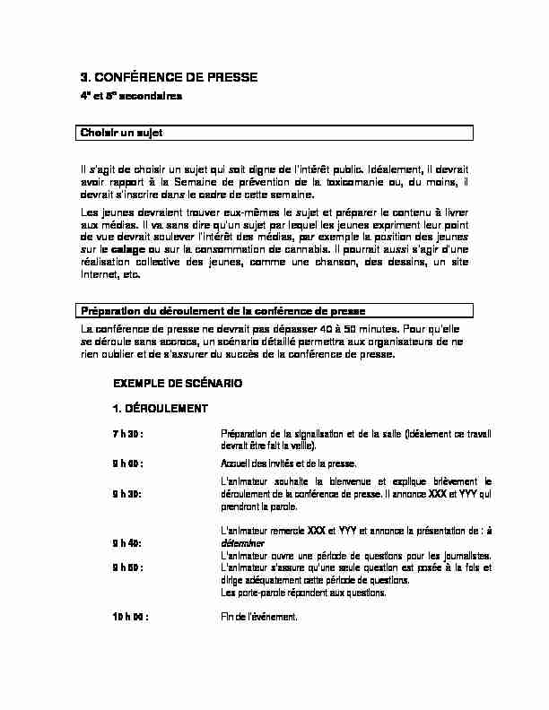 [PDF] 3 CONFÉRENCE DE PRESSE