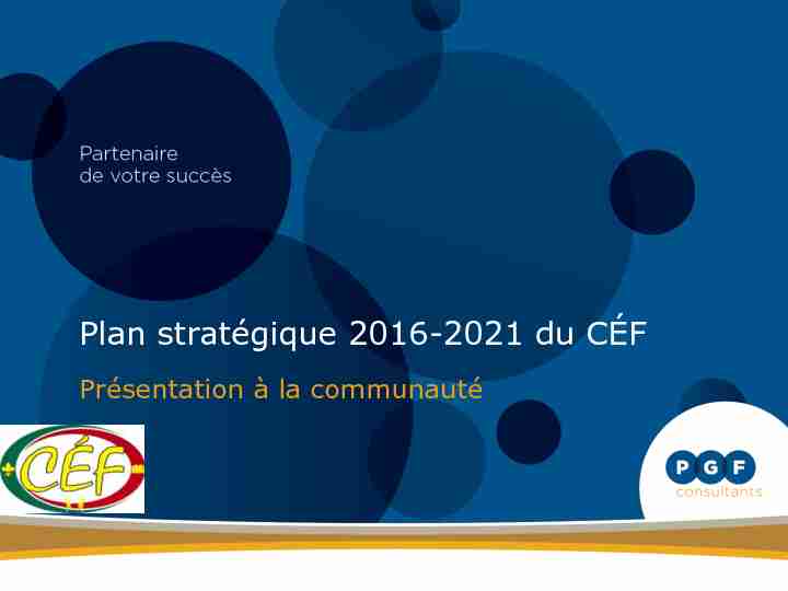 Plan stratégique 2016-2021 du CÉF