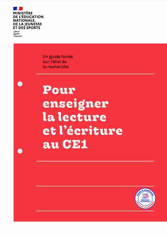 [PDF] Pour enseigner la lecture et lécriture au CE1 - Eduscol - Ministère
