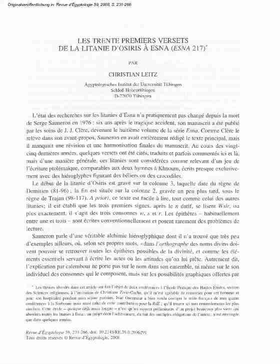 [PDF] LES TRENTE PREMIERS VERSETS DE LA LITANIE D  - CORE