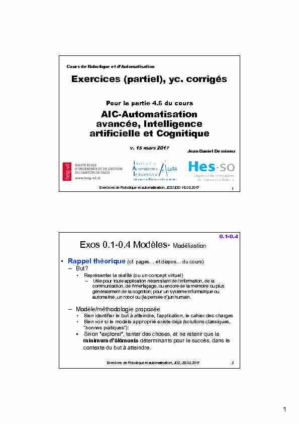 Exercices (partiel) yc. corrigés AIC-Automatisation avancée