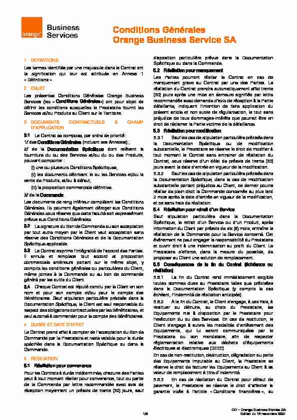 [PDF] Conditions Générales Orange Business Service SA
