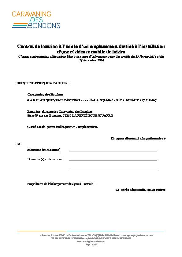 [PDF] Contrat-locatif-tacite-reconduction-2017pdf - Camping des Bondons