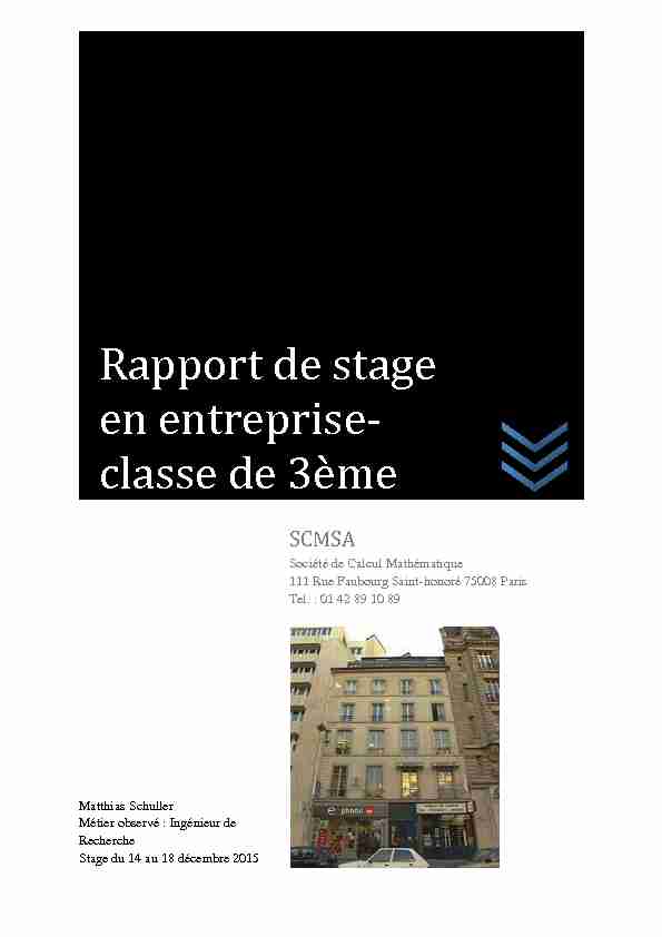 [PDF] Rapport de stage en entreprise-classe de 3ème - Société de Calcul