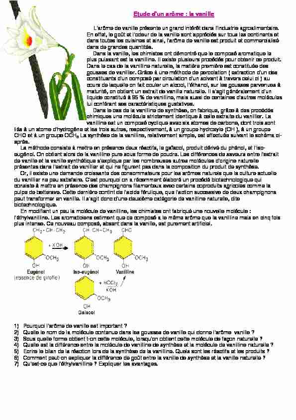 [PDF] Etude dun arôme : la vanille