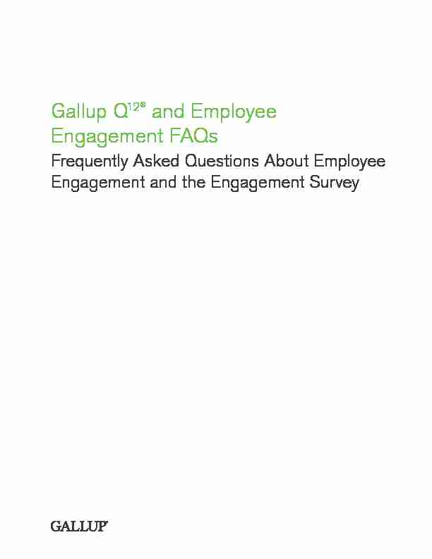 Gallup Q12® And Employee Engagement Faqs Pdf