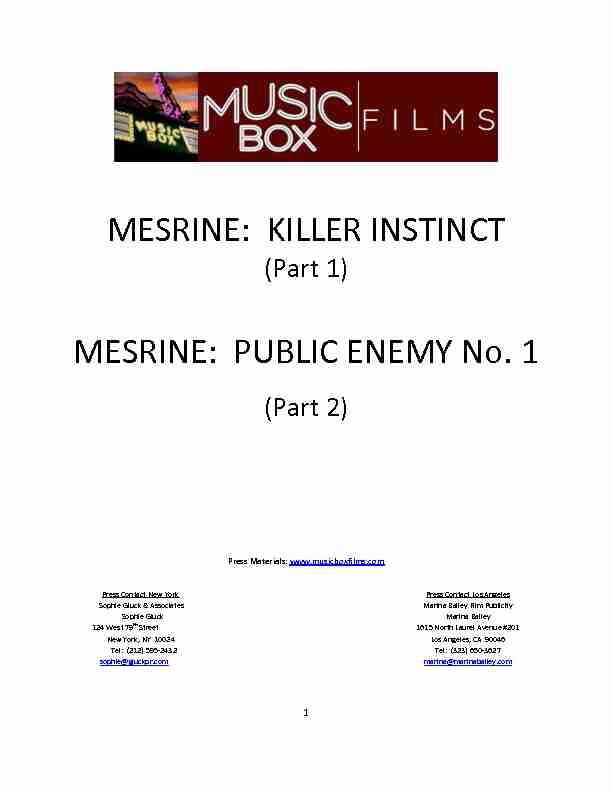 MESRINE: KILLER INSTINCT MESRINE: PUBLIC ENEMY No. 1
