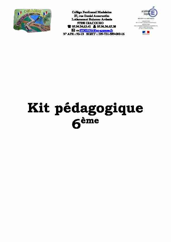 [PDF] Kit pédagogique - Collège Ferdinand Madeleine