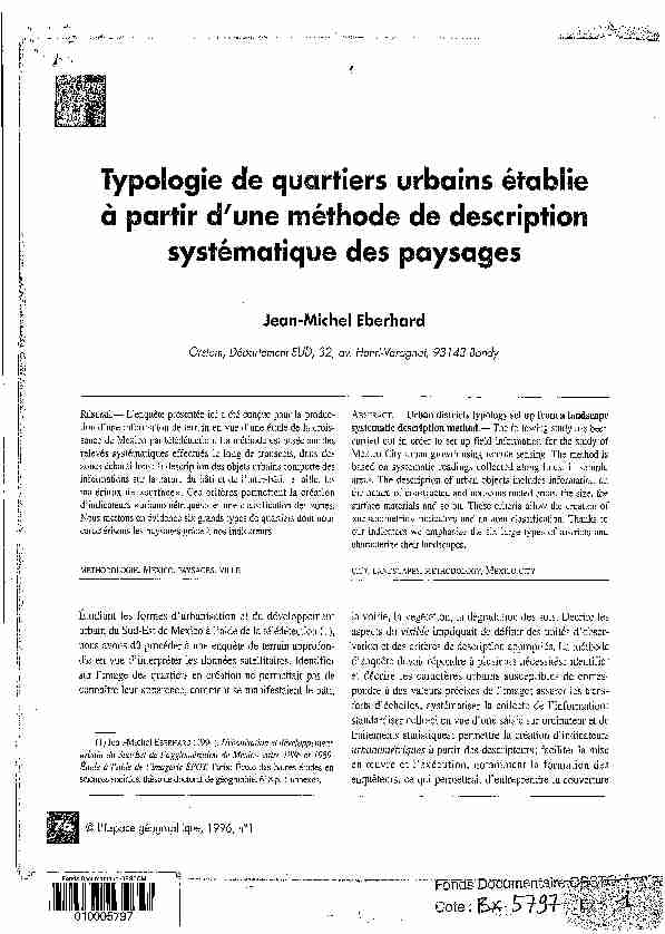 [PDF] Typologie de quartiers urbains établie à partir dune  - Horizon IRD