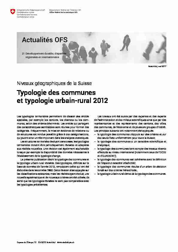 Typologie des communes et typologie urbain-rural 2012 Actualités