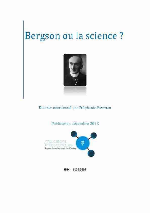 Bergson ou la science ?