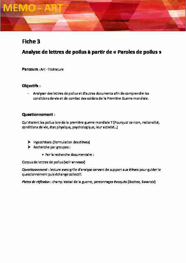 [PDF] Analyse de lettres de poilus