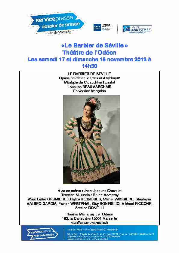 [PDF] «Le Barbier de Séville » Théâtre de lʼOdéon - Ville de Marseille