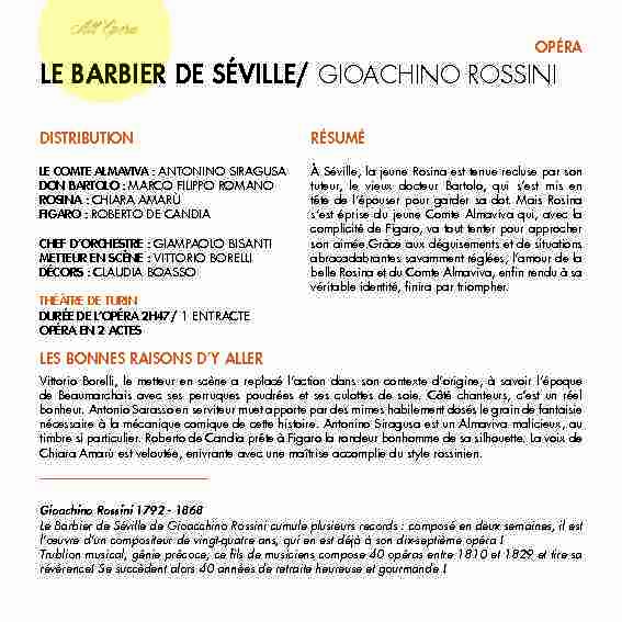 [PDF] LE BARBIER DE SÉVILLE/ GIOACHINO ROSSINI - CGR Events
