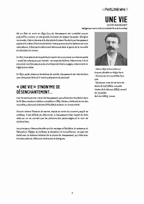 [PDF] Une vie de Guy de Maupassant (Fiche de lecture) - Numilog