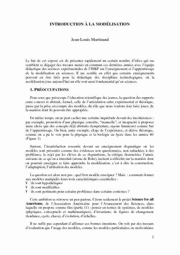 [PDF] INTRODUCTION À LA MODÉLISATION Jean-Louis Martinand