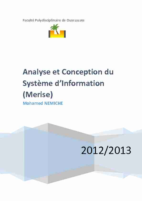 [PDF] Analyse et Conception du Système dInformation (Merise)
