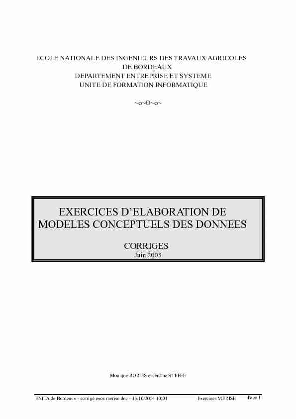[PDF] EXERCICES DELABORATION DE MODELES CONCEPTUELS