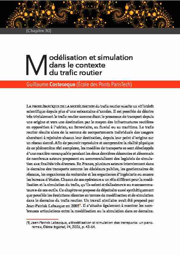 [PDF] Modélisation et simulation dans le contexte du trafic routier