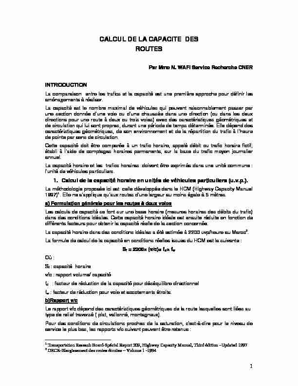 [PDF] CALCUL DE LA CAPACITE DES ROUTES - AMPCR