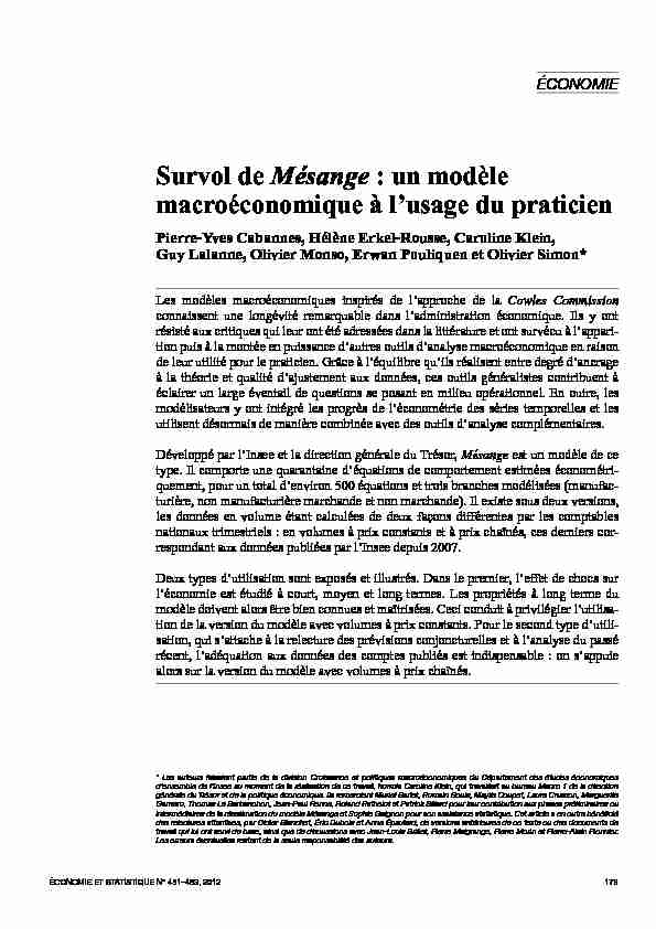 [PDF] un modèle macroéconomique à lusage du praticien - Insee