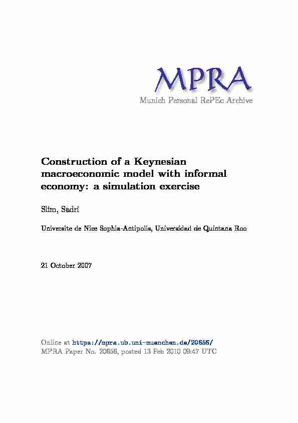 [PDF] Construction dun modèle macroéconomique keynésien avec